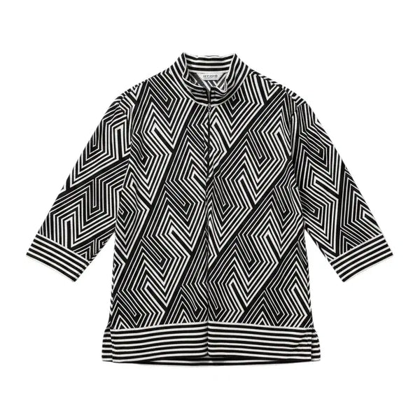 [BUNJANG] Vintage Geometric Pattern Blouse Top - Women's Size Plus / 여성99/ 나드리예 기하학무늬 블라우스티 빅사이즈 빈티지킹