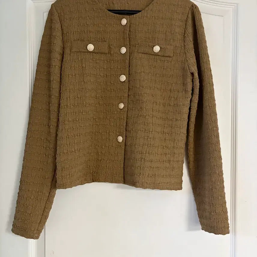[BUNJANG] Heylin New York Brown Tweed Button Detail Cardigan Jacket / 헤이린 뉴욕 브라운 가디건 자켓
