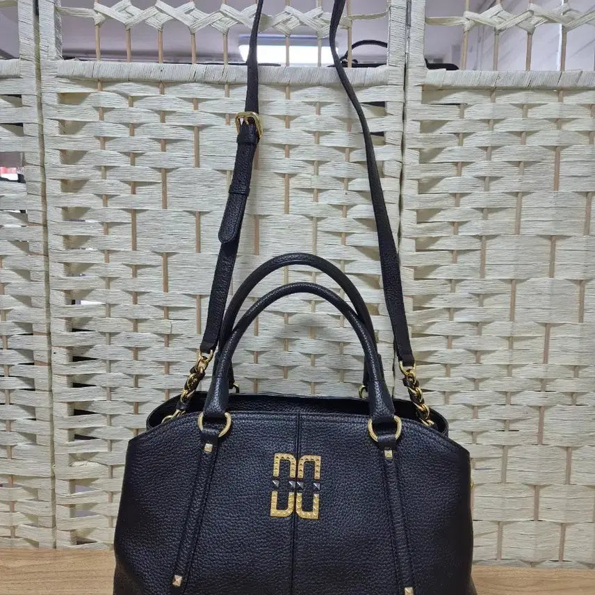 [BUNJANG] Daks Black Leather Tote Bag with Detachable Strap / 닥스가방