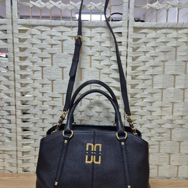 [BUNJANG] Daks Black Leather Tote Bag with Detachable Strap / 닥스가방