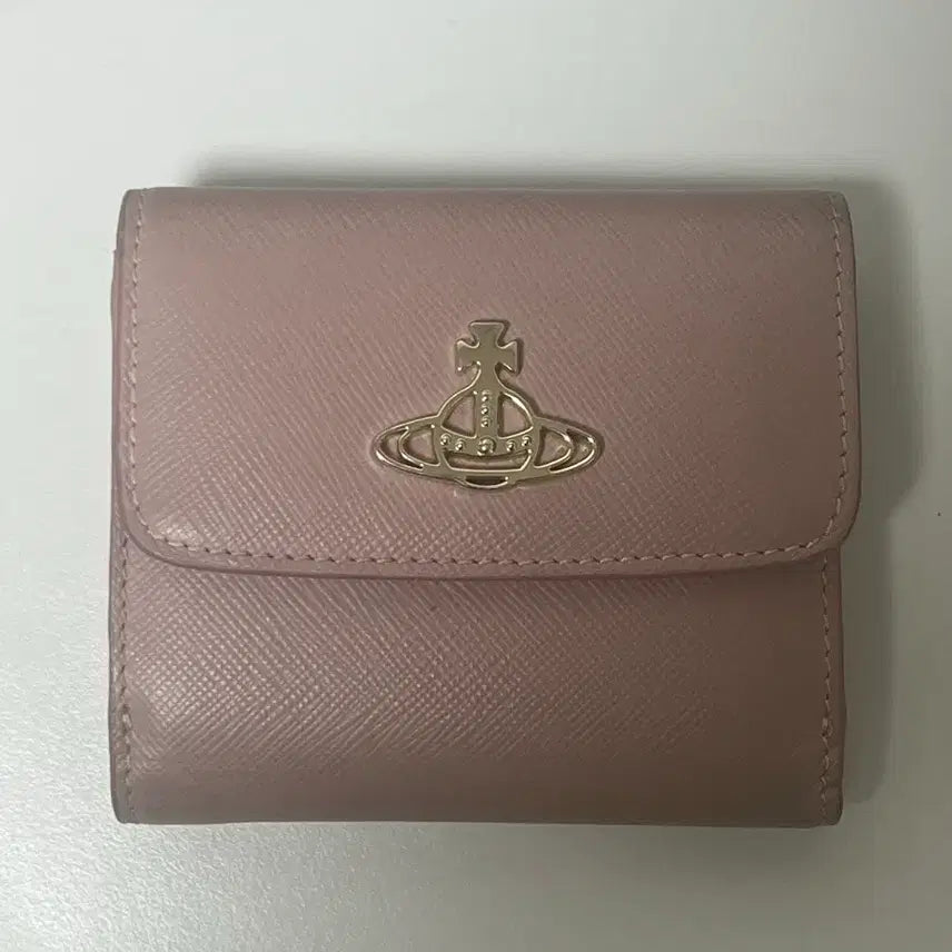 [BUNJANG] Vivienne Westwood Saffiano Leather Bi-fold Wallet - Pink / 비비안웨스트우드 지갑 핑크