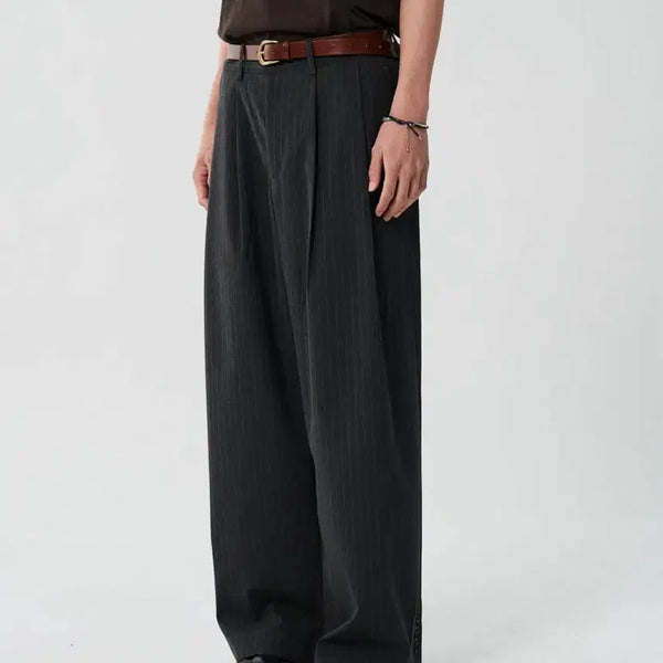 [BUNJANG] NOUN Stripe Drape Pleated Pants / 노운 스트라이프 슬랙스 새상품