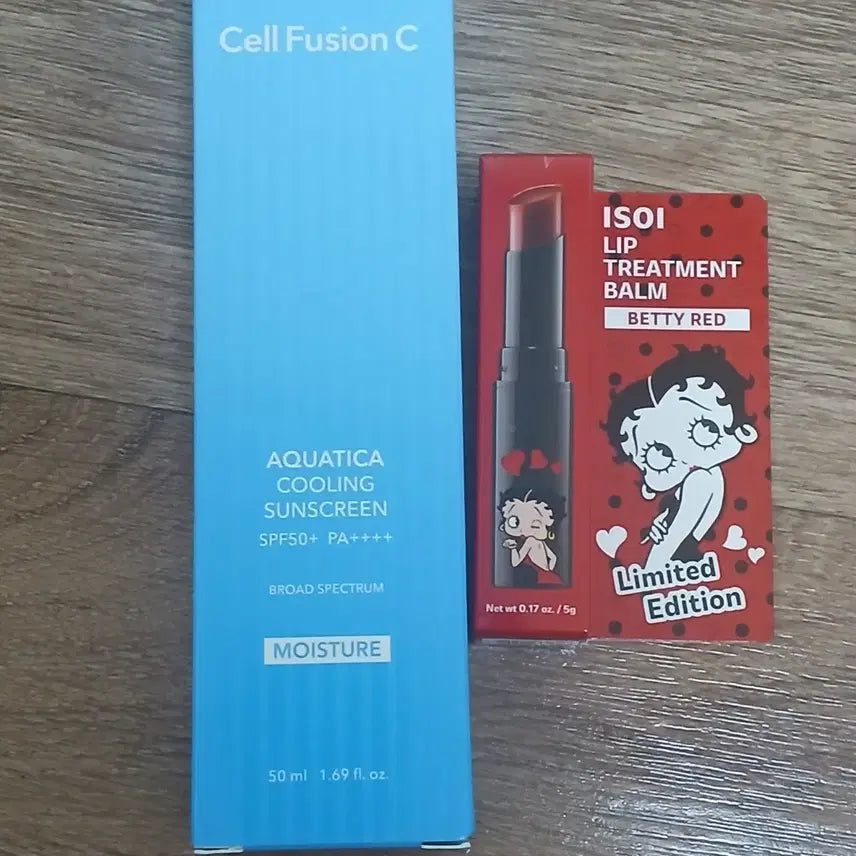 [BUNJANG] Cell Fusion C Aquatica Cooling Sunscreen SPF50+ PA++++ & Isoi Lip Treatment Balm Betty Red Limited Edition with Betty Boop Pouch Keychain / 베티붑 파우치키링도 함께 셀퓨전씨 아쿠아티카 쿨링 선스크린 SPF50+ PA++++ + 아이소이 립 트리트먼트밤 베티