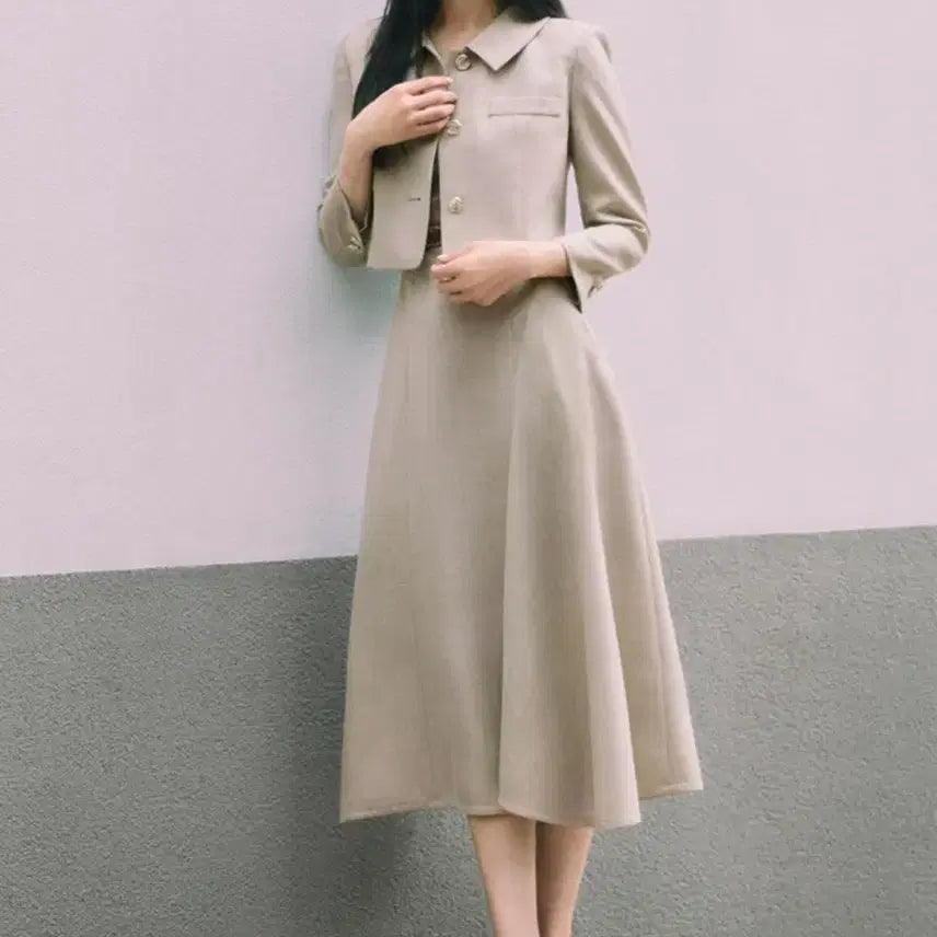 [BUNJANG] MISSHA Song Hye-kyo Jacket and Dress Set - Sepia (Size 44) / 미샤 송혜교 자켓 원피스 세트 44