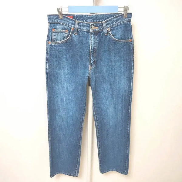[BUNJANG] Edwin Men's Leather Patch Denim Pants (Autumn/Winter) / [30] 추동용 에드윈 남성 청바지 가죽 패치 데님팬츠