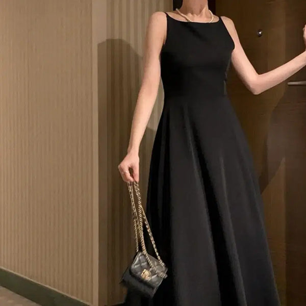 [BUNJANG] Black Satin Wedding Dress / 블랙 새틴 웨딩 원피스