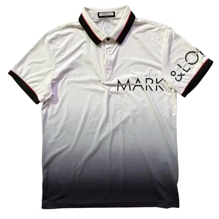 [BUNJANG] Mark &ロナ Men's Golf T-Shirt White Gradient Size 48 / 마크앤로나 남성 골프 티셔츠 화이트 그라데이션 48사이즈