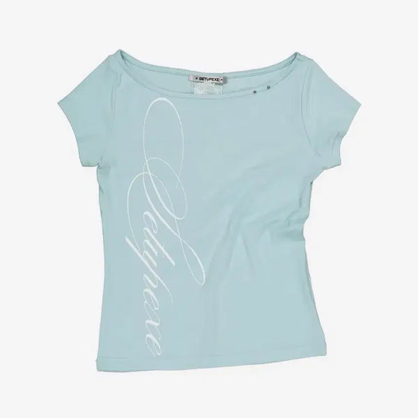 [BUNJANG] SETUP EXE Lace Cross Short-Sleeve T-Shirt Mint / 셋업이엑스이 레이스 크로스 반팔티 민트