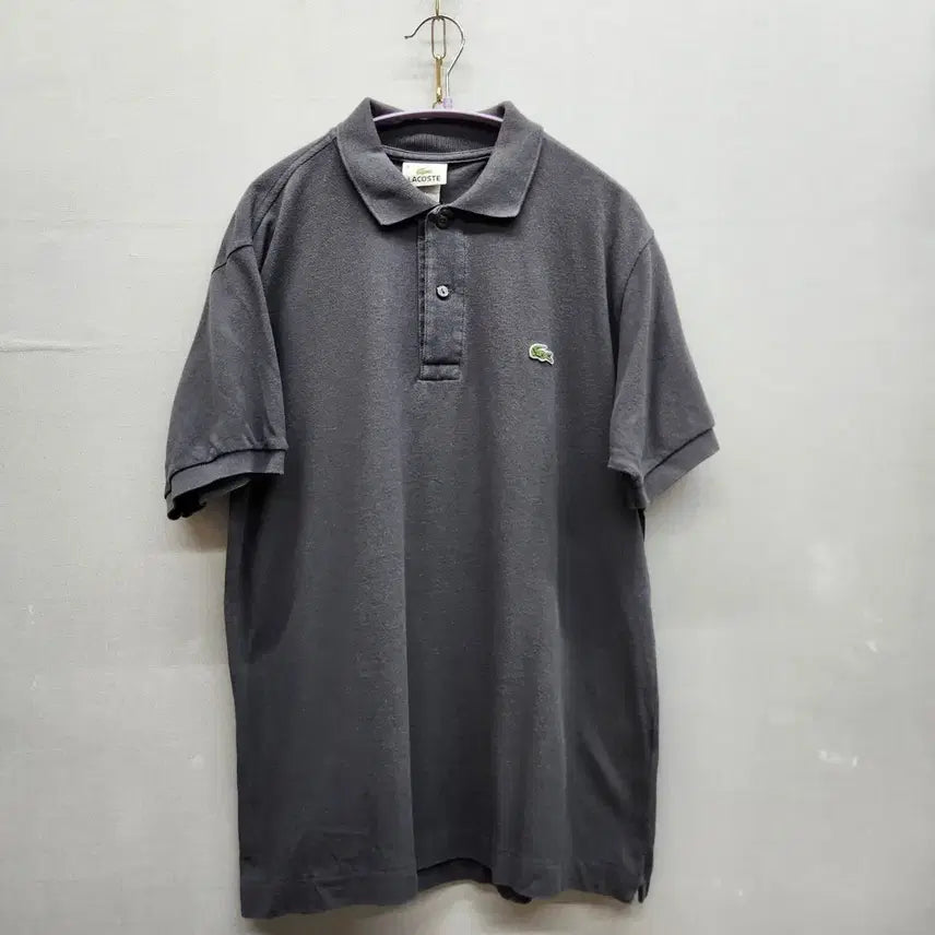 [BUNJANG] Lacoste Logo Charcoal Grey Short Sleeve Polo Shirt Size M Unisex / 라코스테 로고 차콜 그레이 반팔카라 3(M) 남여공용