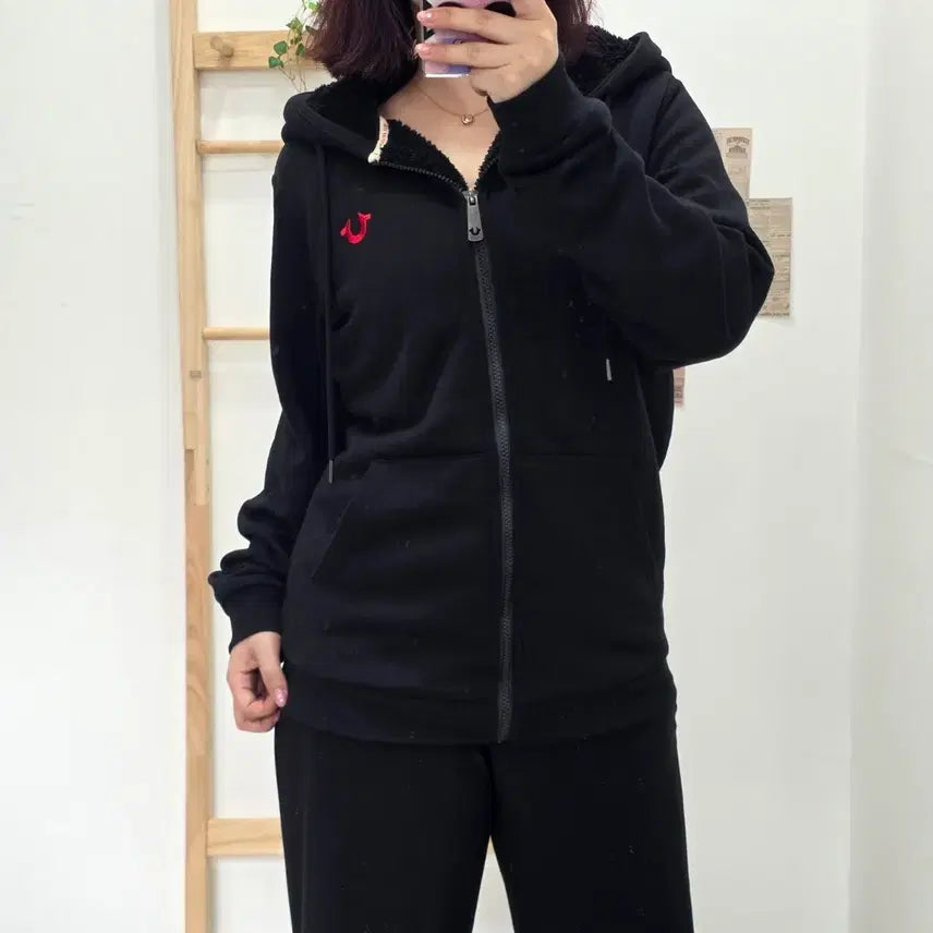 [BUNJANG] True Religion Fleece Lined Hooded Zip-Up Black (M) / [프립]M/트루릴리젼 양털 후드집업 블랙