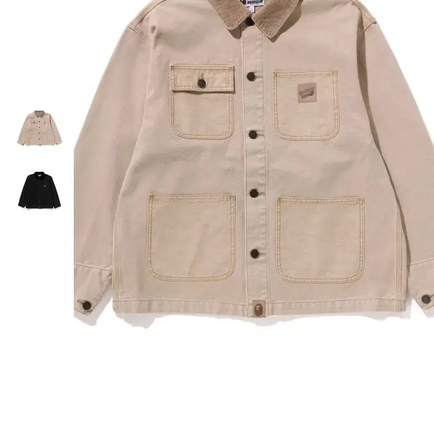 [BUNJANG] A Bathing Ape (BAPE) Line Camo Jacquard Patch Pocket Garment Dyed Work Jacket / 베이프 라인 카모 자카드 패치 포켓 가먼트다이 워크 자켓