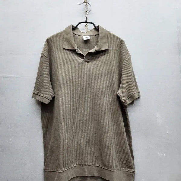 [BUNJANG] Zara Ribbed Open Collar Short Sleeve T-Shirt M (L) / 자라 오픈카라 골지 반팔카라 M(L) 남여공용