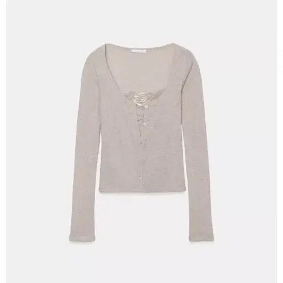 [BUNJANG] ZARA Lace Combo Top Sand S / 자라 레이스 콤비 탑 샌드 S