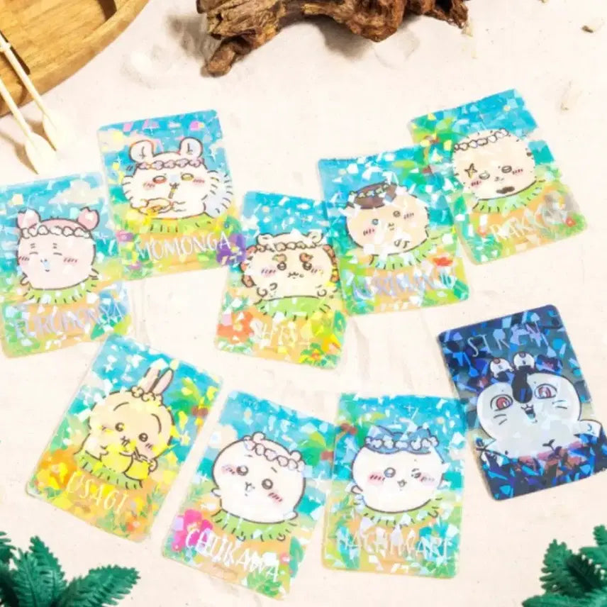 [BUNJANG] Chiikawa Mermaid Island Hologram Trading Card Set / 치이카와 인어섬 홀로그렘 트레이딩 카드 쿠리만쥬,카니 세트로 판매해요