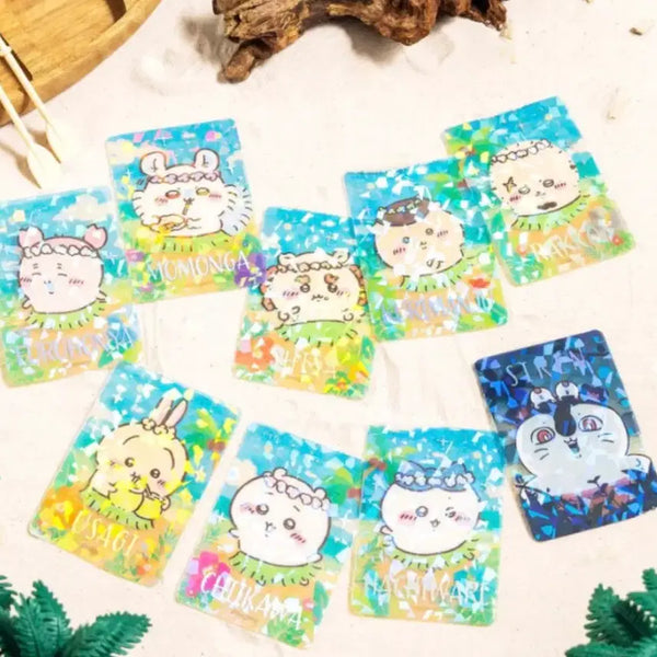 [BUNJANG] Chiikawa Mermaid Island Hologram Trading Card Set / 치이카와 인어섬 홀로그렘 트레이딩 카드 쿠리만쥬,카니 세트로 판매해요