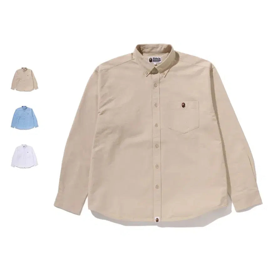 [BUNJANG] BAPE One Point Line Camo Jacquard Oxford Long Sleeve Shirt / 베이프 원포인트 라인 카모 자카드 옥스포드 긴팔 셔츠