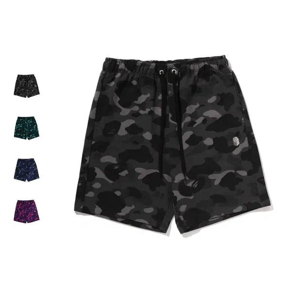 [BUNJANG] BAPE Color Camo Ape Head Relaxed Fit Sweat Shorts / 베이프 컬러 카모 메탈 에이프 헤드 릴랙스핏 스웨트 반바지