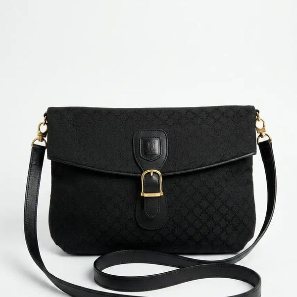 [BUNJANG] Old Celine Macadam Jacquard Crossbody Bag Black / 올드 셀린느 빈티지 블랙 마카담 자카드 크로스백
