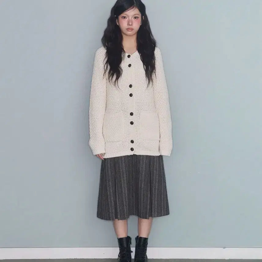 [BUNJANG] Mireco Triple Button Cardigan Ivory / 미레코 트리플 버튼 가디건 아이보리