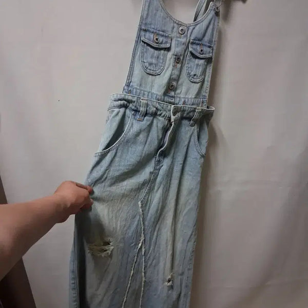 [BUNJANG] Blue Denim Overall Dress / 청 데님 오버롤 원피스 롱 원피스