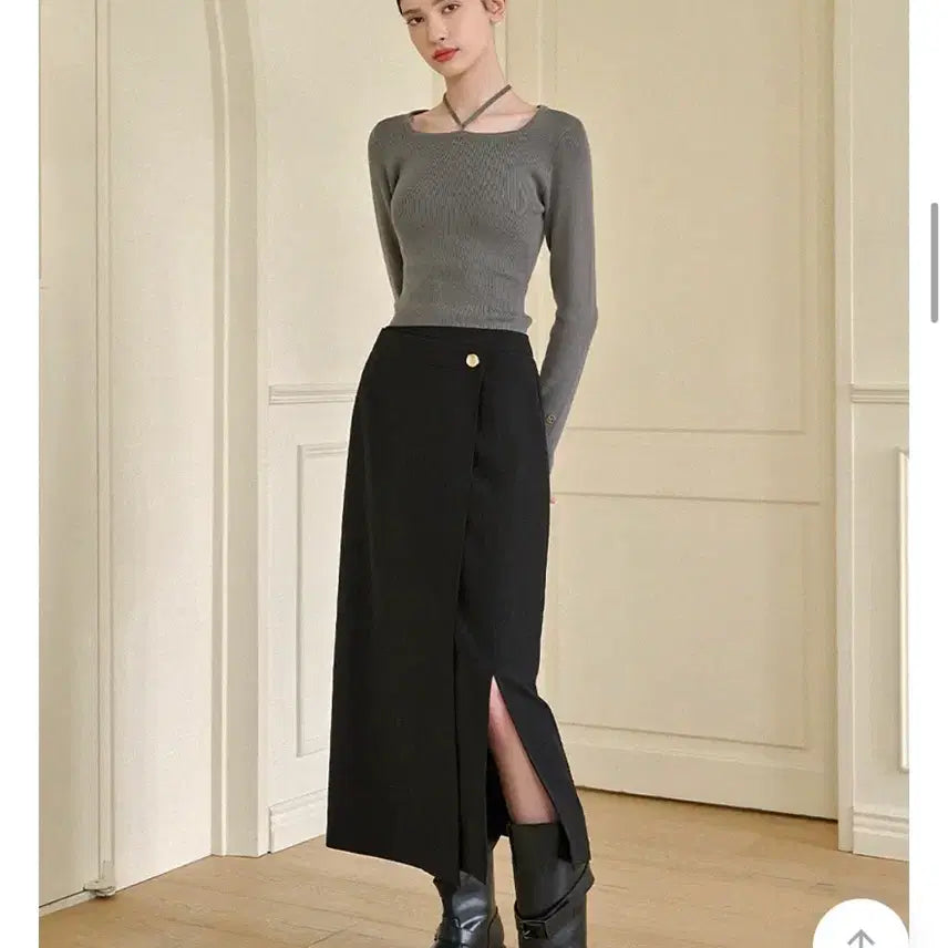 [BUNJANG] MICHIA-NE Bronze Wrap Button Long Skirt Black Size 0 / 미케네 브론즈 랩 버튼 롱 스커트 판매합니다(블랙,0사이즈)