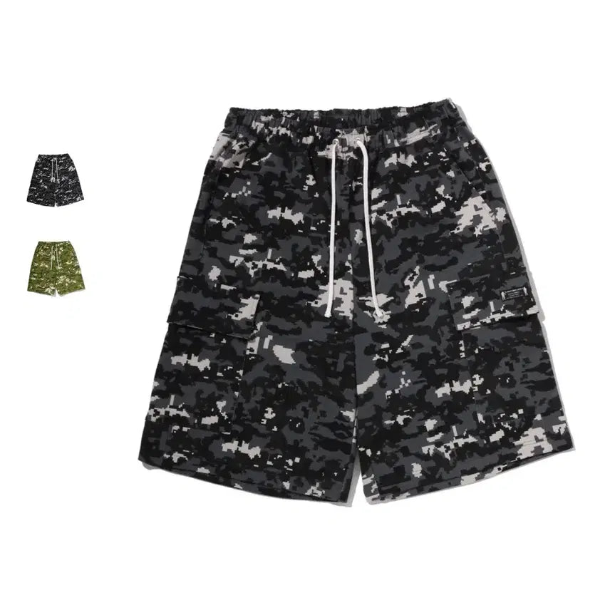 [BUNJANG] BAPE Multi Pixel Camo BapeSta Logo Cargo Sweat Shorts / 베이프 멀티 픽셀 카모 베이프스타 로고 카고 스웨트 반바지