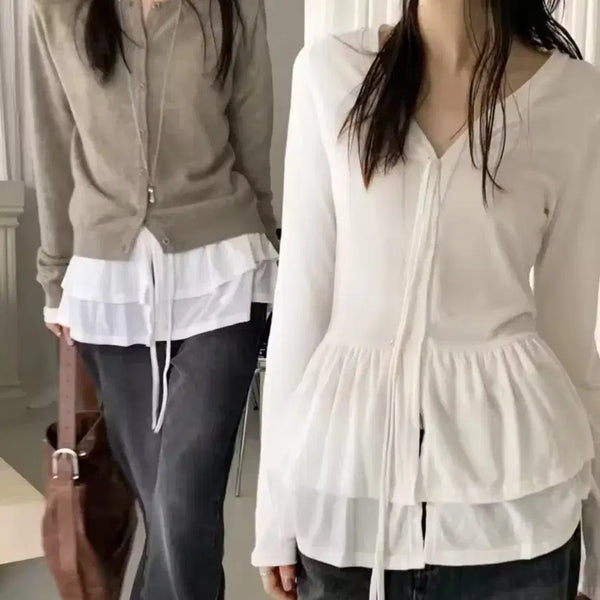 [BUNJANG] White Layered T-Shirt / 화이트 레이어드티 새상품
