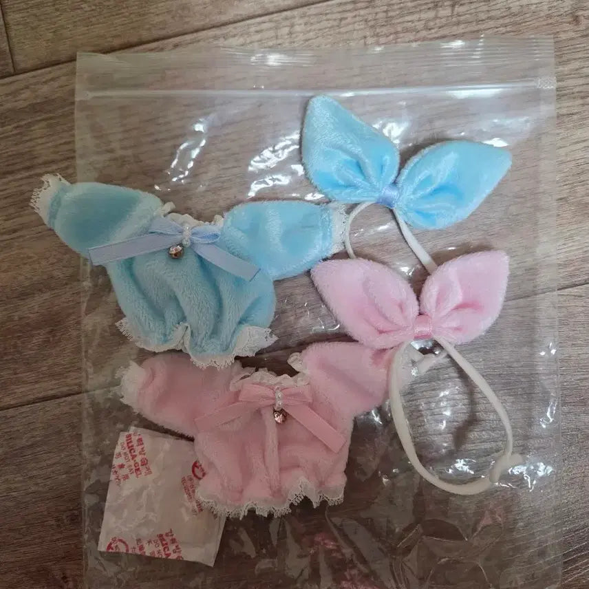 [BUNJANG] 10cm Doll Clothes - Sky Blue & Strawberry - Domestic Wardrobe Set / 10cm 인형옷 국내옷장 뽀작분내 원가이하 양도