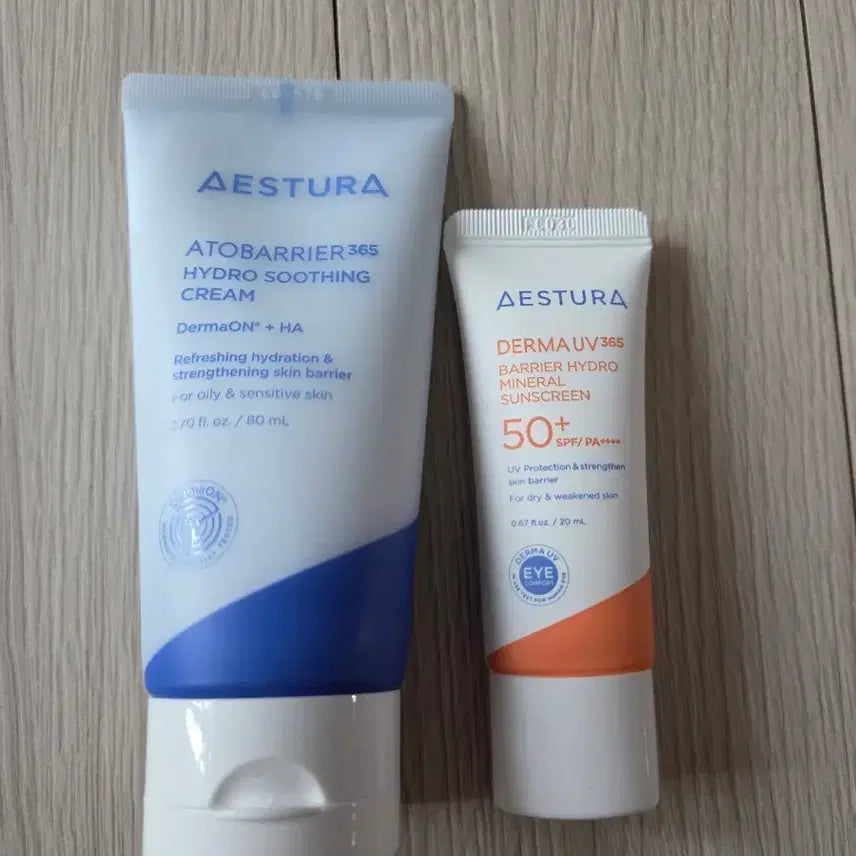 [BUNJANG] AESTURA Atobarrier365 Hydro Soothing Cream & Derma UV365 Barrier Moisture Inorganic Sunscreen Set / 에스트라 수딩크림과 썬크림