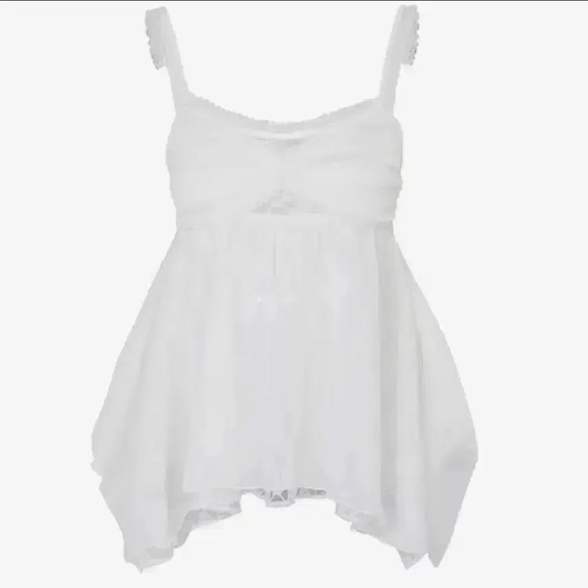 [BUNJANG] Pain Or Pleasure Rose Shirring Top White S / 페인오어플레져 로즈 셔링 탑 화이트 S