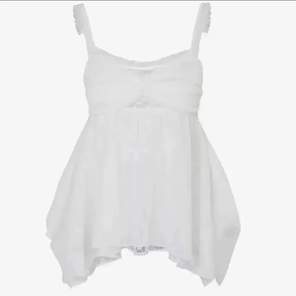 [BUNJANG] Pain Or Pleasure Rose Shirring Top White S / 페인오어플레져 로즈 셔링 탑 화이트 S