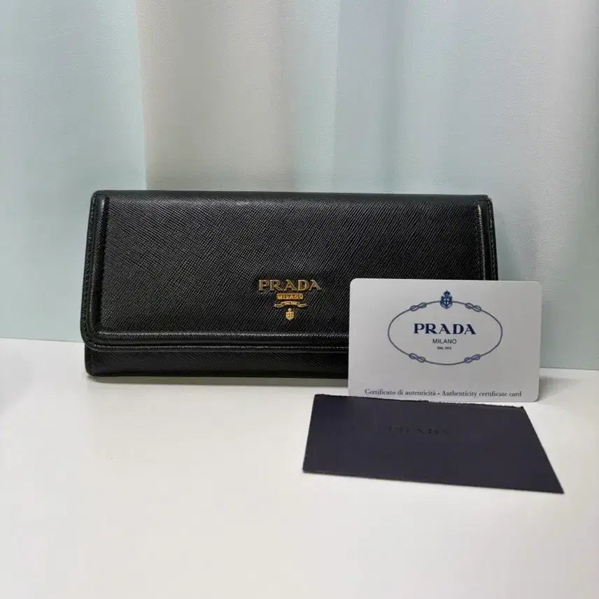 [BUNJANG] Prada Saffiano Metal Logo Leather Long Wallet Black 1M1132 / 프라다 사피아노 메탈로고 가죽 장지갑 블랙 1M1132 NERO