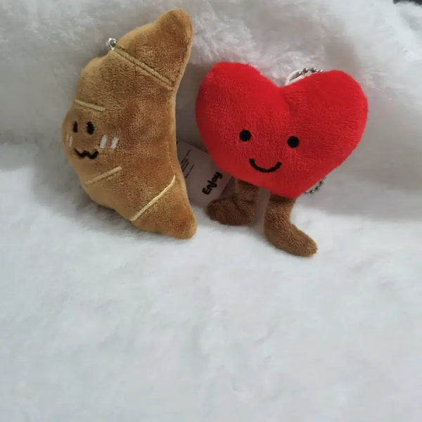 [BUNJANG] Croissant Heart Keyring Plush Bundle Set / 크루아상 하트 키링 인형(일괄)