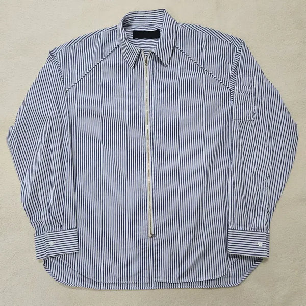 [BUNJANG] JUUN.J Striped MA-1 Zip-Up Shirt / 준지 스트라이프 MA-1 집업 셔츠 급처