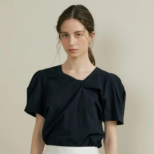 [BUNJANG] Ourcos Neck Twisted Puff Blouse Navy / 아워코모스 comos 836 neck twisted puff blouse