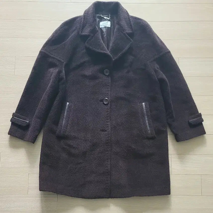 [BUNJANG] Crocodile Women's Alpaca Blend Cashmere Coat - Brown, Size 100 / 여성용 크로커다일 알파카 운혼방 캐시미어 코트 88 99 100 103 105