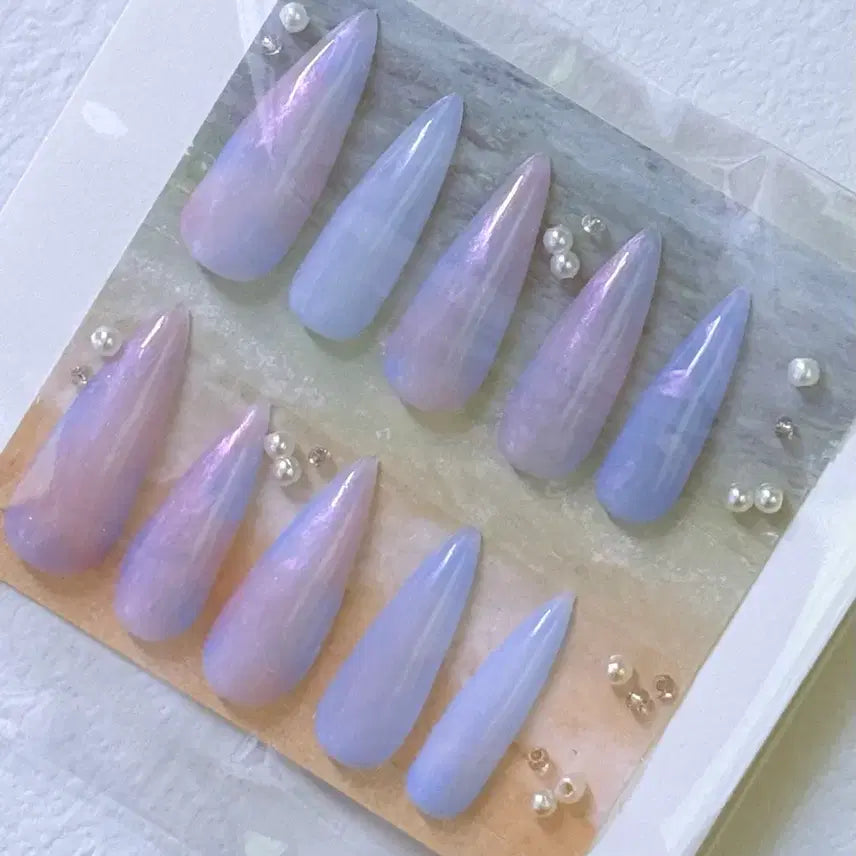 [BUNJANG] Handmade Nail Tips with Pearl Embellishments / 수제 네일팁