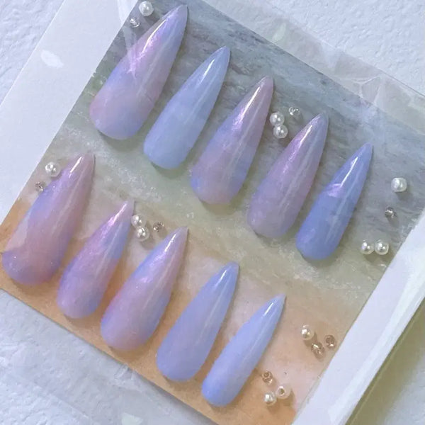 [BUNJANG] Handmade Nail Tips with Pearl Embellishments / 수제 네일팁