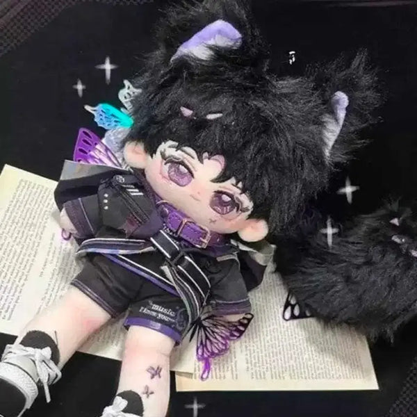 [BUNJANG] 25cm Purple Cat 5-Piece Doll Set / 무속성 솜인형 뼈깅 25cm 퍼플 캣+옷포함