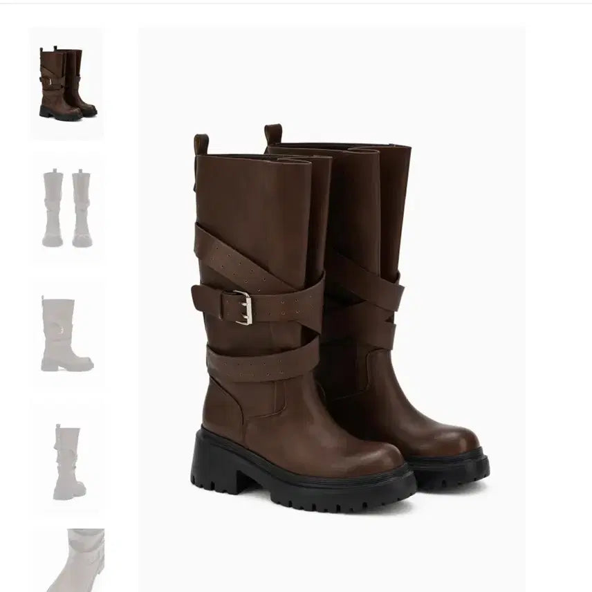 [BUNJANG] Dainit Brown Buckle Boots / 다이닛 브라운 부츠