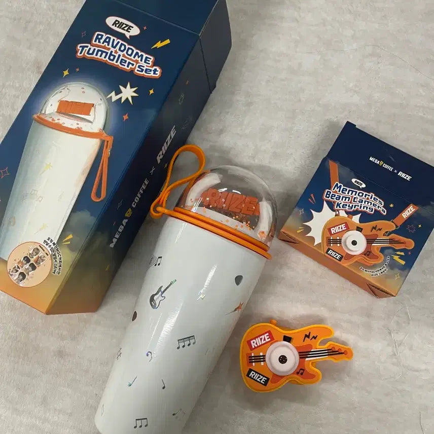 [BUNJANG] RIIZE Mega Coffee Raidome Tumbler & Guitar Keychain (Unsealed) / 라이즈 메가커피 RIZE 라브돔 텀블러 기타키링(단순개봉)