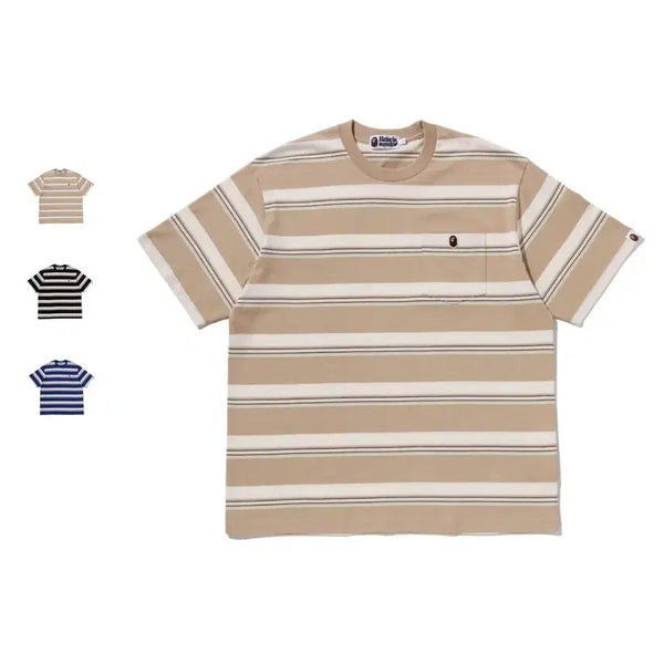 [BUNJANG] A Bathing Ape (BAPE) Stripe One-Point Relax Fit Pocket Short Sleeve T-Shirt / 베이프 스트라이프 원포인트 릴랙스핏 포켓 반팔티