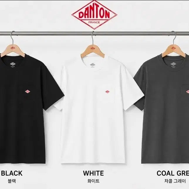 [BUNJANG] Danton Short Sleeve T-Shirt Black/White/Charcoal / Danton 반팔 티셔츠 블랙/화이트/차콜