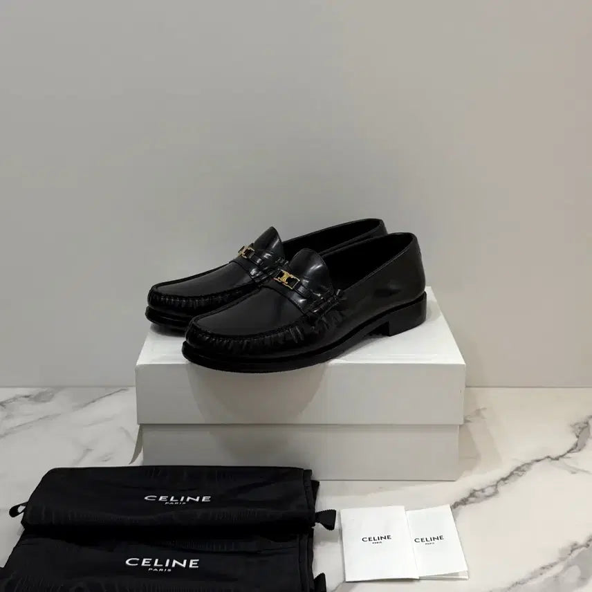[BUNJANG] CELINE Luco Polished Calfskin Triomphe Loafers Black Size 41 / 새상품급 셀린느 루코 폴리쉬드 카프스킨 트리옹프 로퍼 신발 블랙 41
