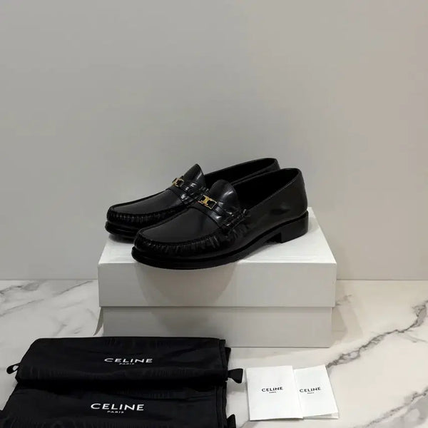 [BUNJANG] CELINE Luco Polished Calfskin Triomphe Loafers Black Size 41 / 새상품급 셀린느 루코 폴리쉬드 카프스킨 트리옹프 로퍼 신발 블랙 41