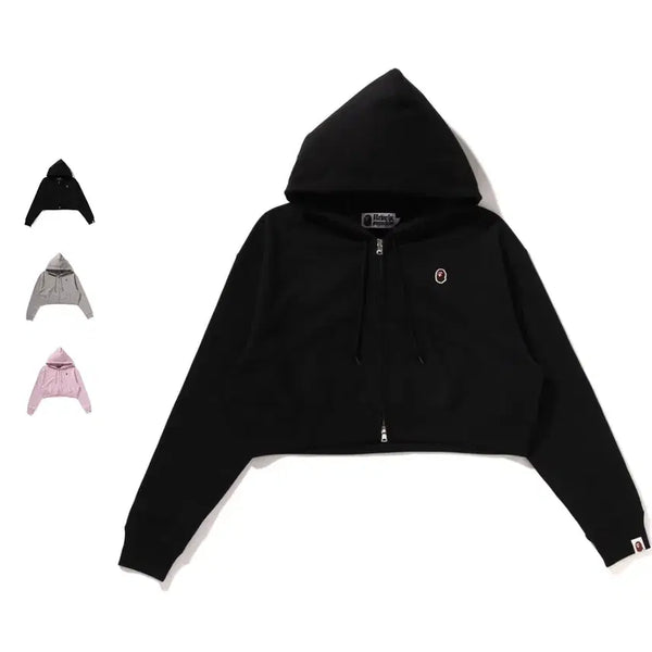 [BUNJANG] BAPE APE HEAD One Point Cropped Zip-Up Hoodie / 베이프 에이프 헤드 원포인트 크롭 집업 후드티