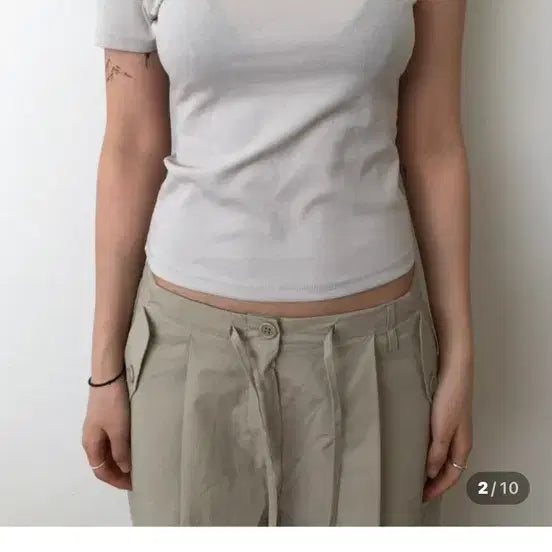 [BUNJANG] Yue Project Basic Three-Way T-Shirt Beige / yue project 유 베이직 쓰리웨이 티 베이지