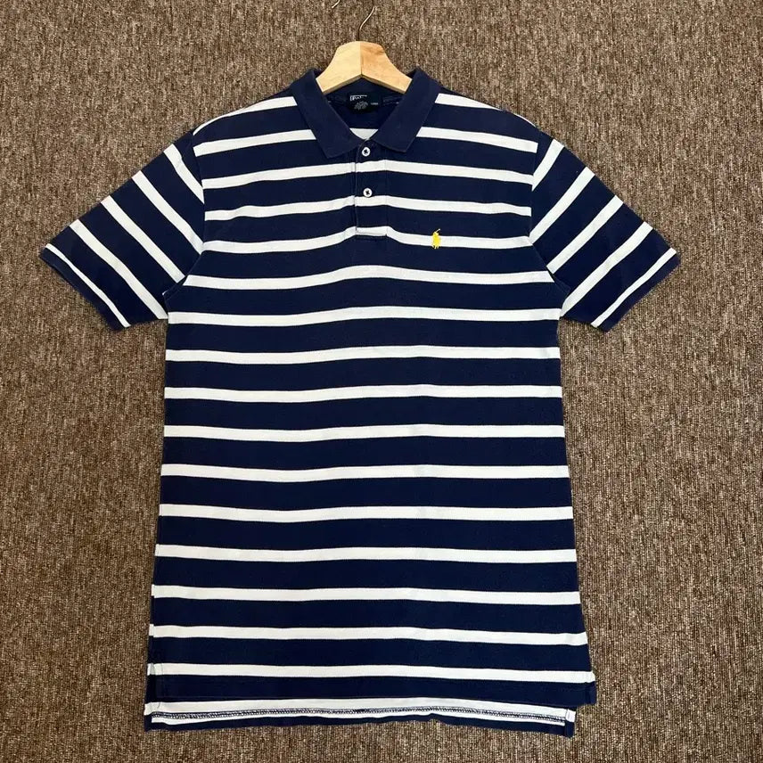 [BUNJANG] Polo Ralph Lauren Navy Stripe Polo Shirt XL / 폴로 랄프로렌 네이비 스트라이프 카라티 XL(18-20)