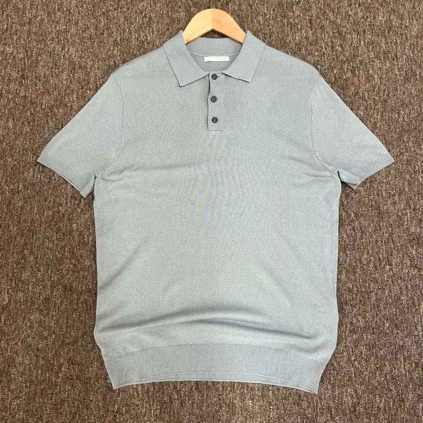 [BUNJANG] Zara Knit Short Sleeve Polo Shirt M Light Blue / 자라 니트 반팔 폴로티 M 라이트블루