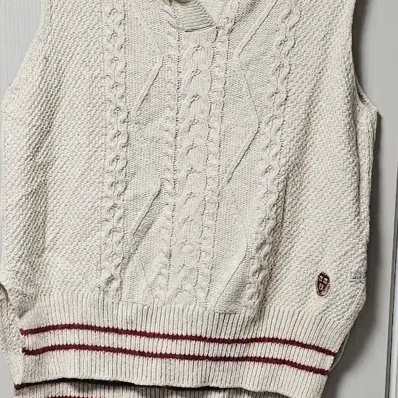 [BUNJANG] Thursday Island Knit Vest Beige Striped / 썰스데이 아일랜드 니트 조끼 베이지색 단가라 남성 의류